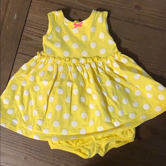 girls yellow polka dot dress